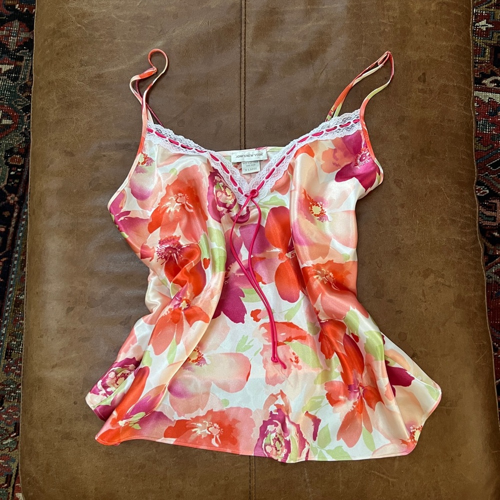 Floral silk slip top